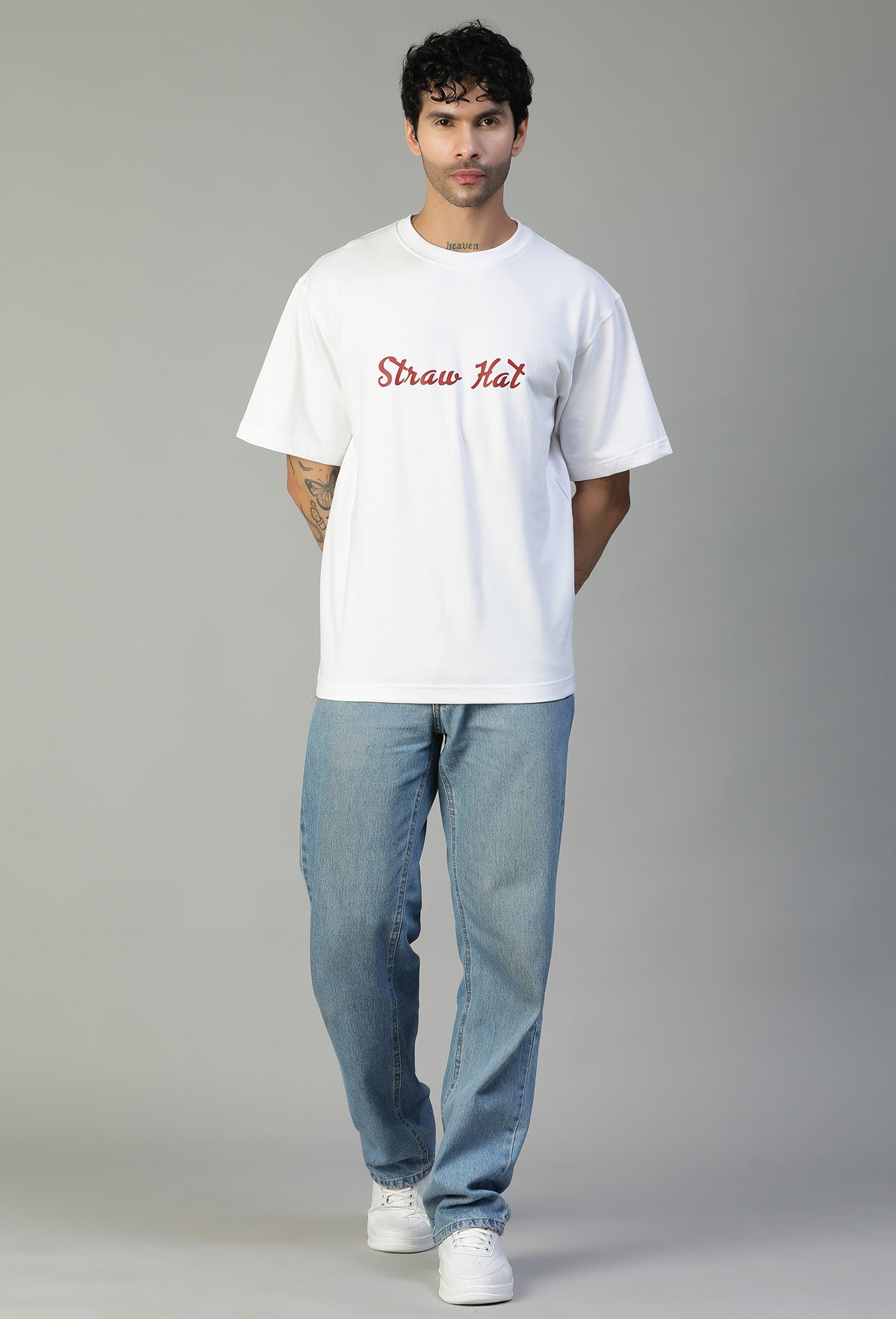 Printed Premium One piece Pure Cotton Oversized White T-shirt