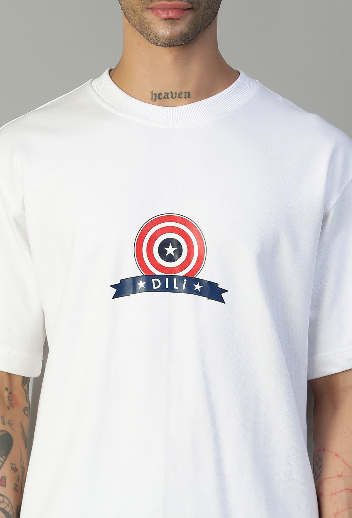 Captain America Printed Premium Pure Cotton Oversized White T-shirt