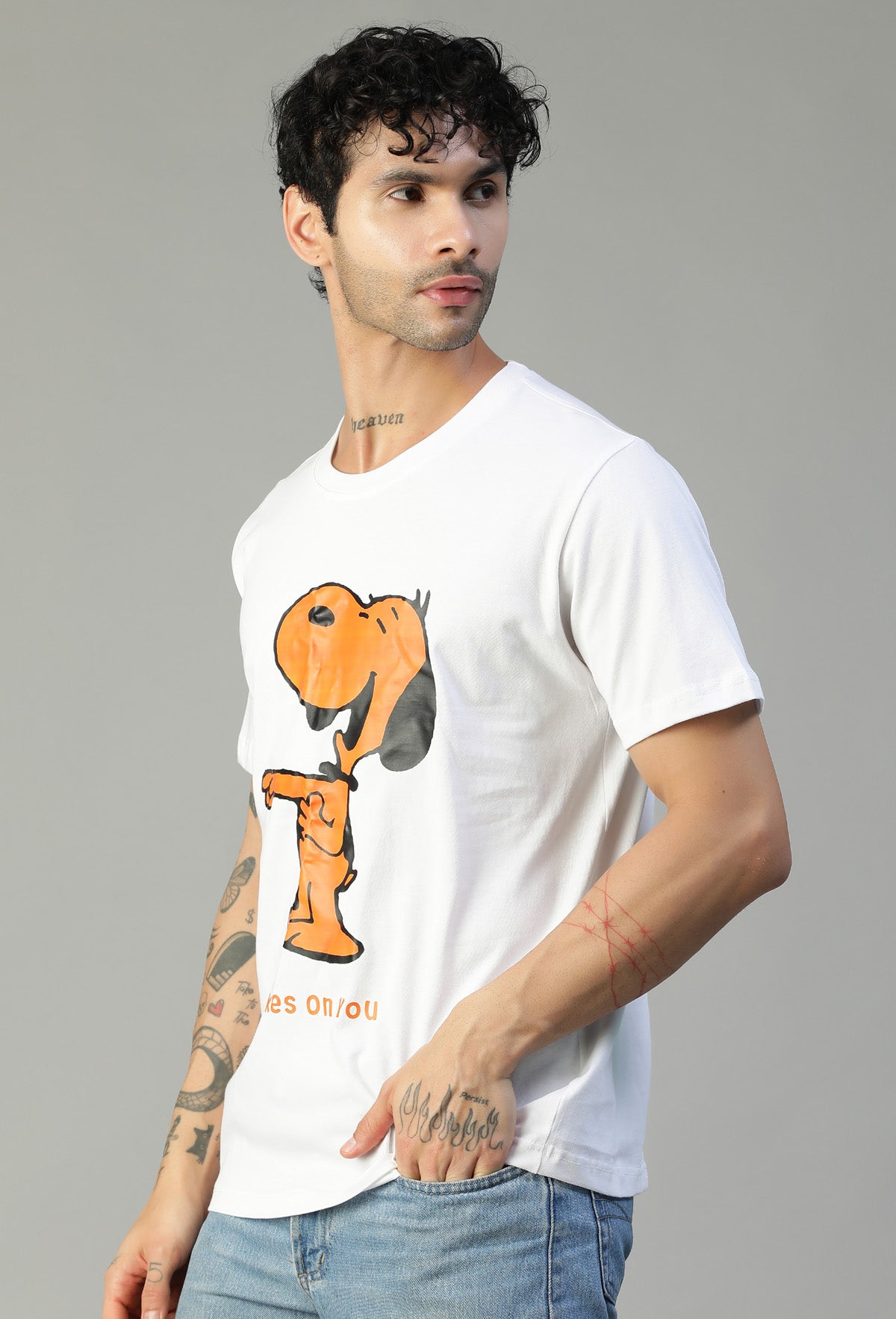 Laughing Dog Design Printed Regular Fit T-Shirt White