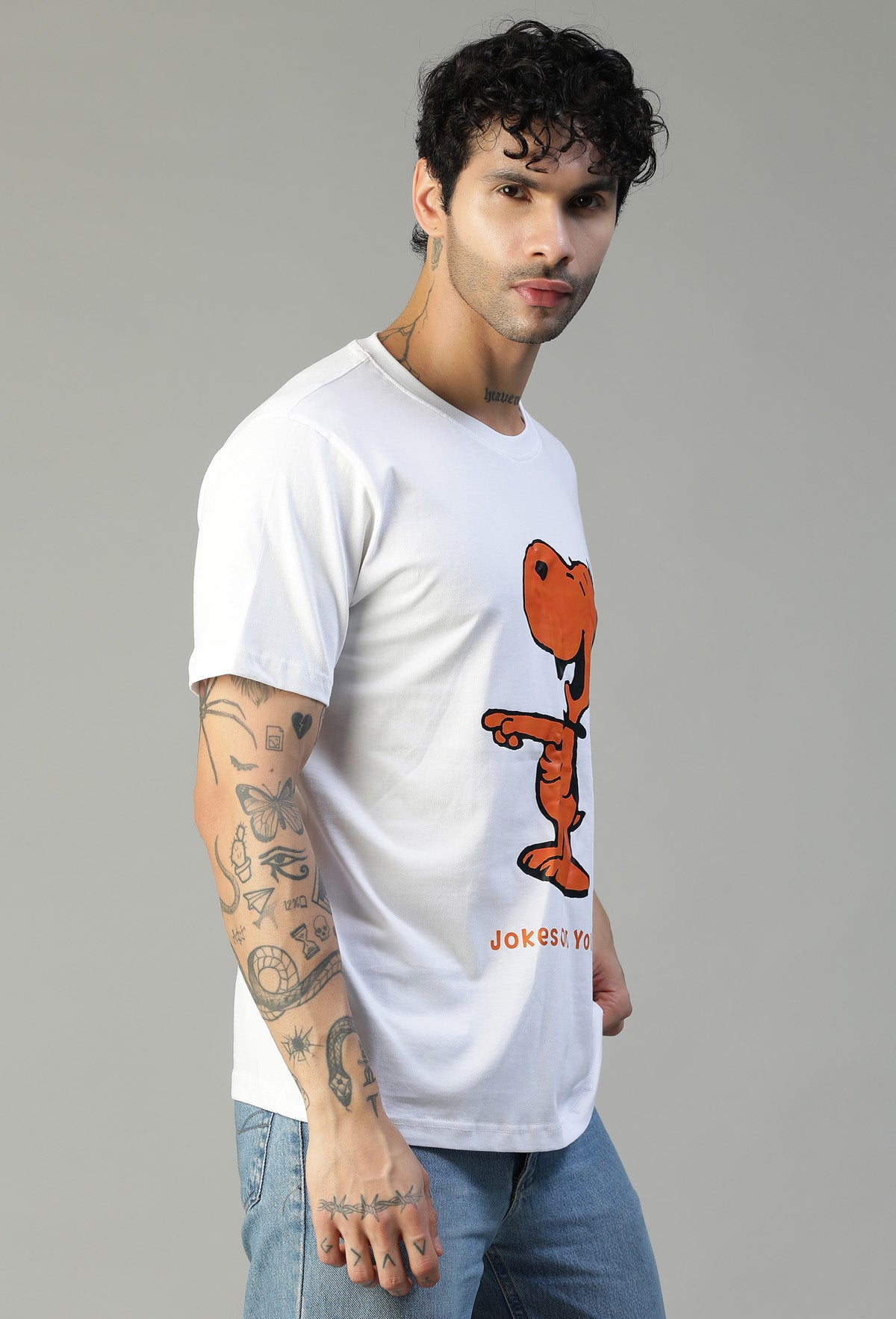 Laughing Dog Design Printed Regular Fit T-Shirt White