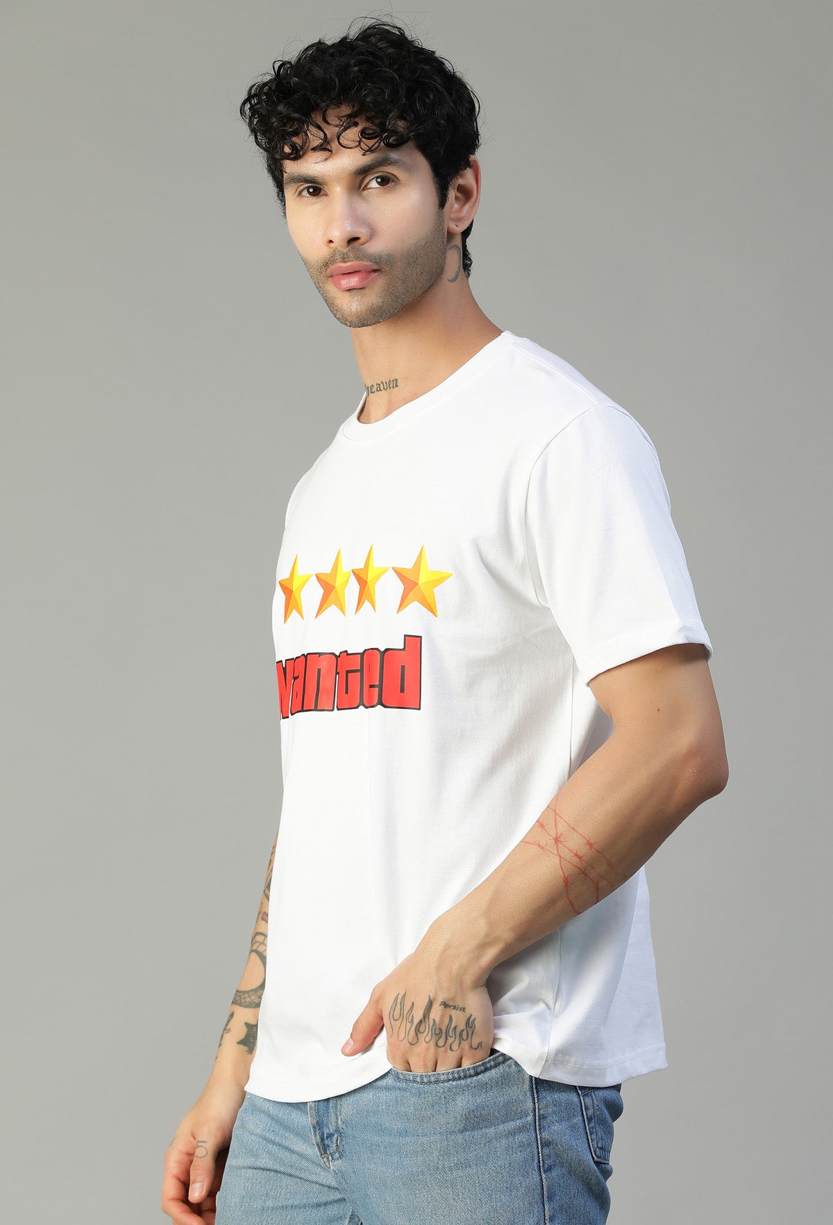 Wanted Design Printed Regular Fit Printed T-Shirt White