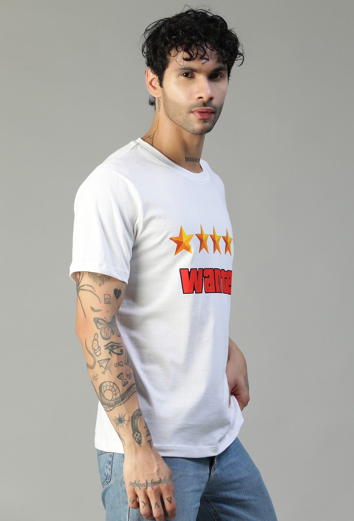 Wanted Design Printed Regular Fit Printed T-Shirt White