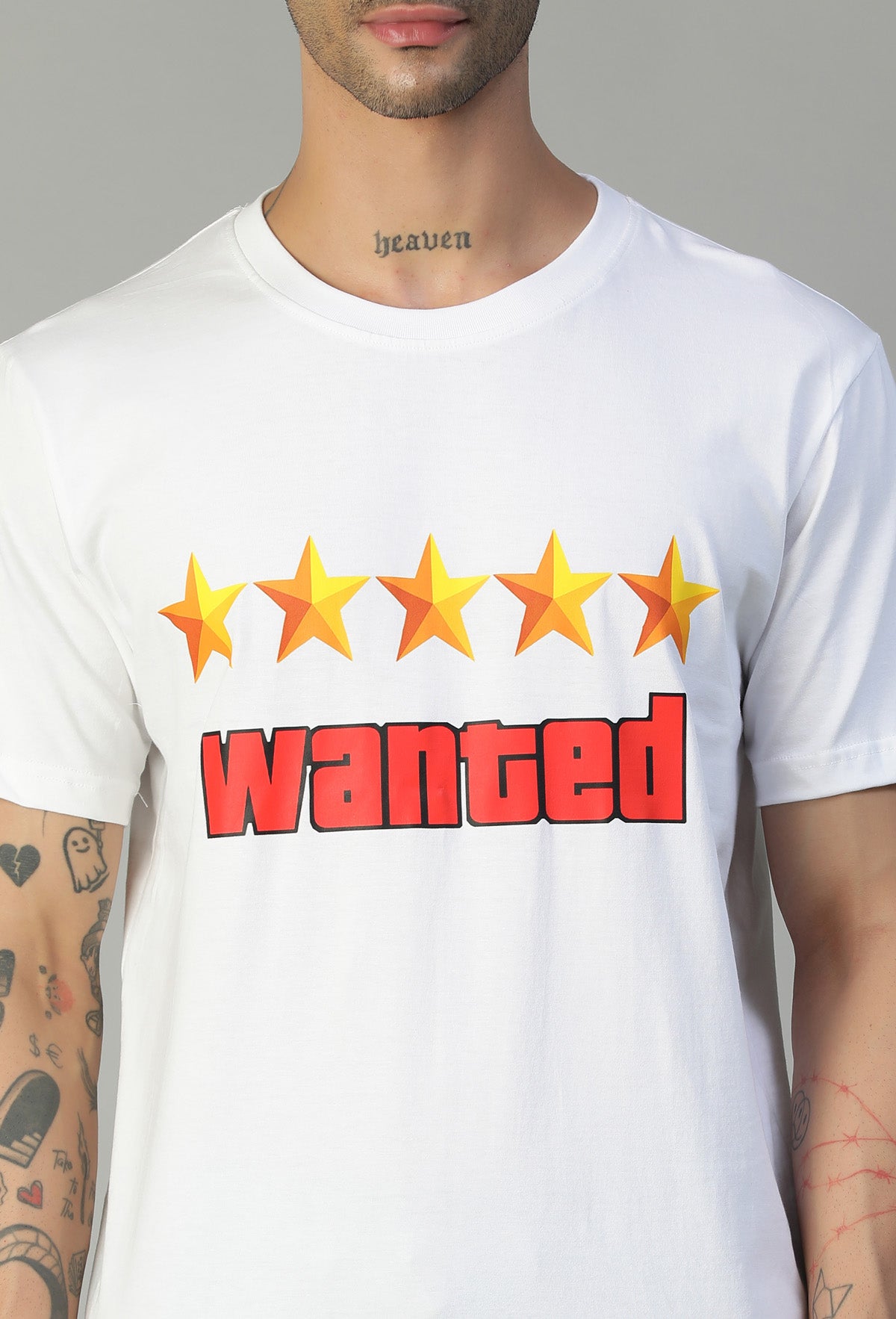 Wanted Design Printed Regular Fit Printed T-Shirt White