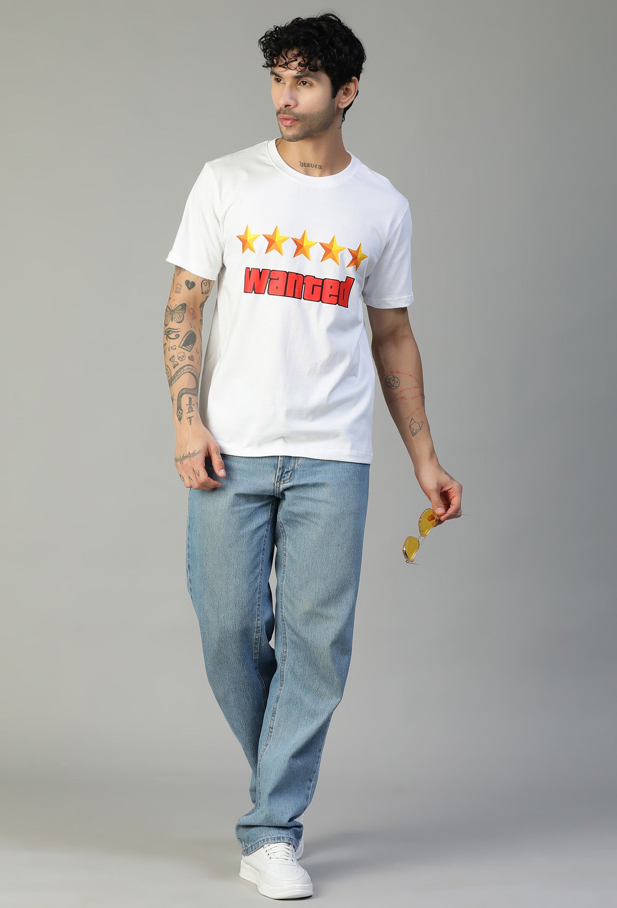 Wanted Design Printed Regular Fit Printed T-Shirt White