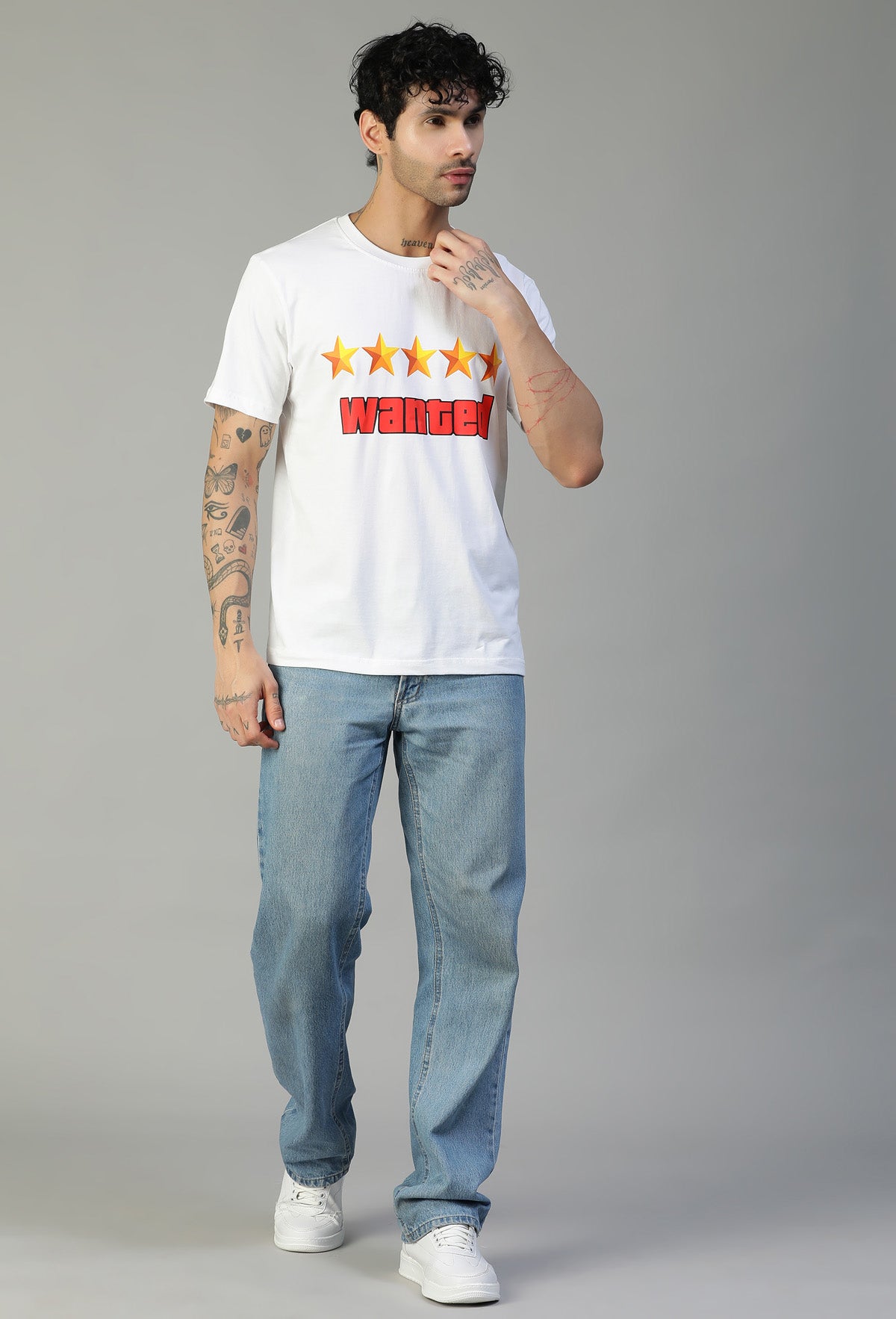 Wanted Design Printed Regular Fit Printed T-Shirt White