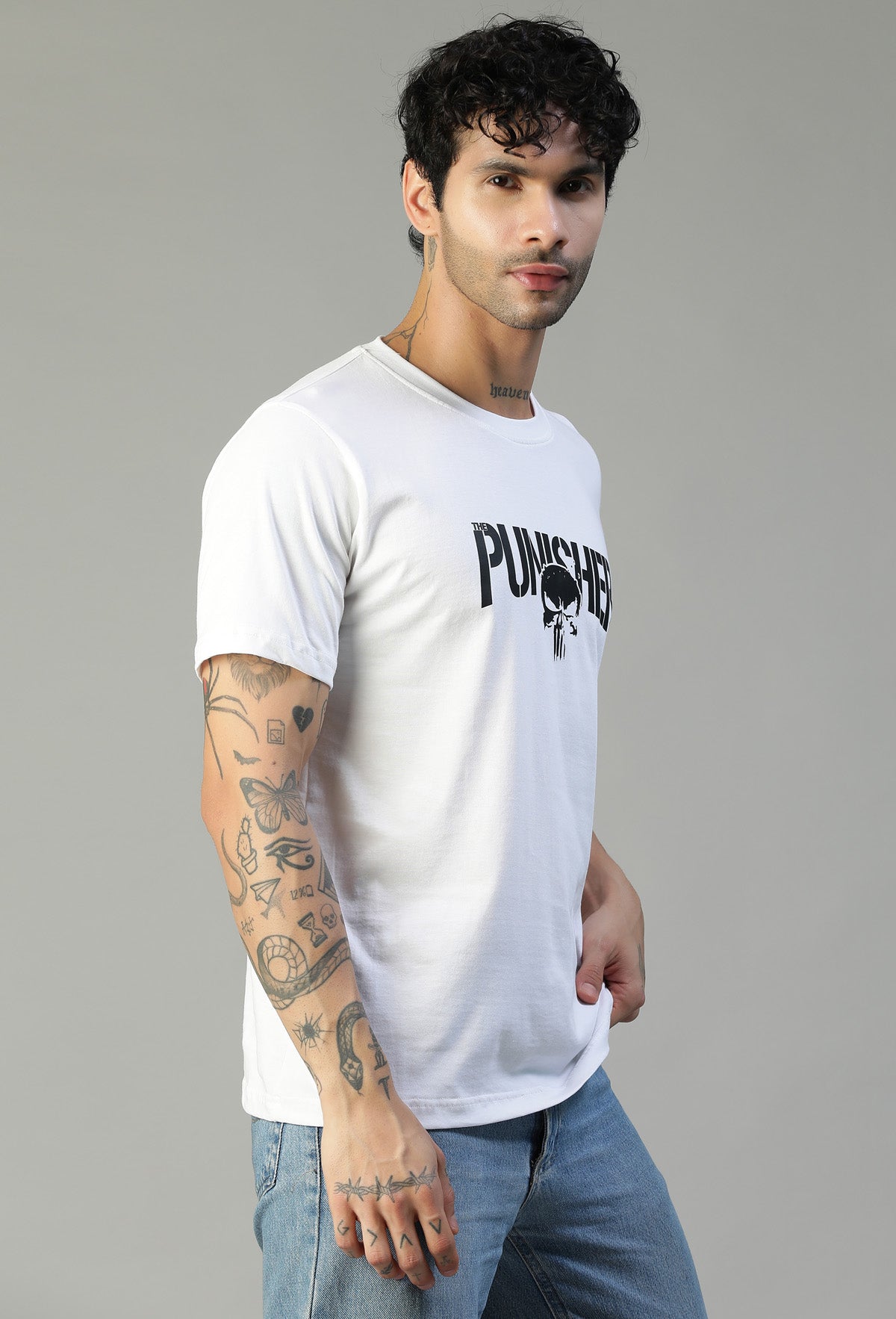 Punisher Text Printed Regular Fit Printed T-Shirt White