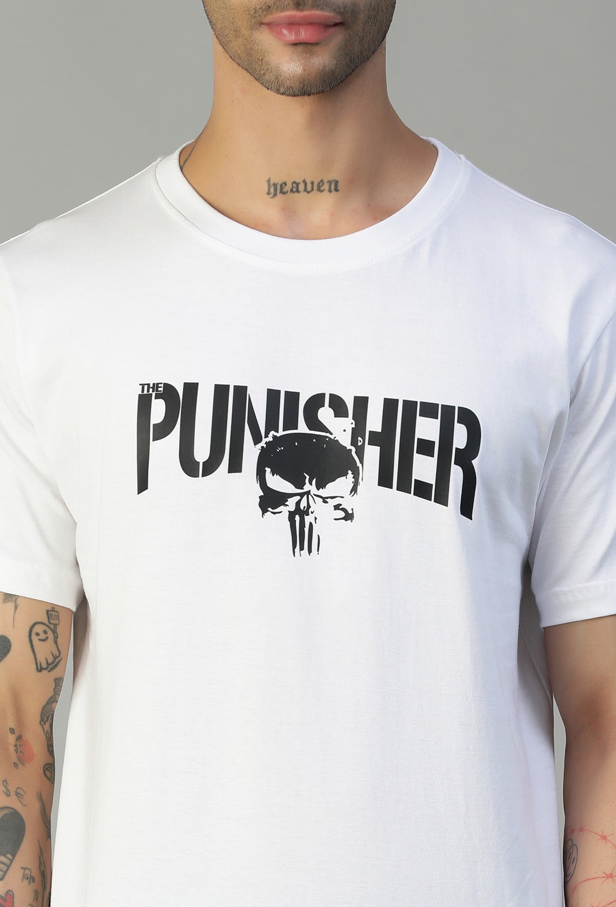 Punisher Text Printed Regular Fit Printed T-Shirt White