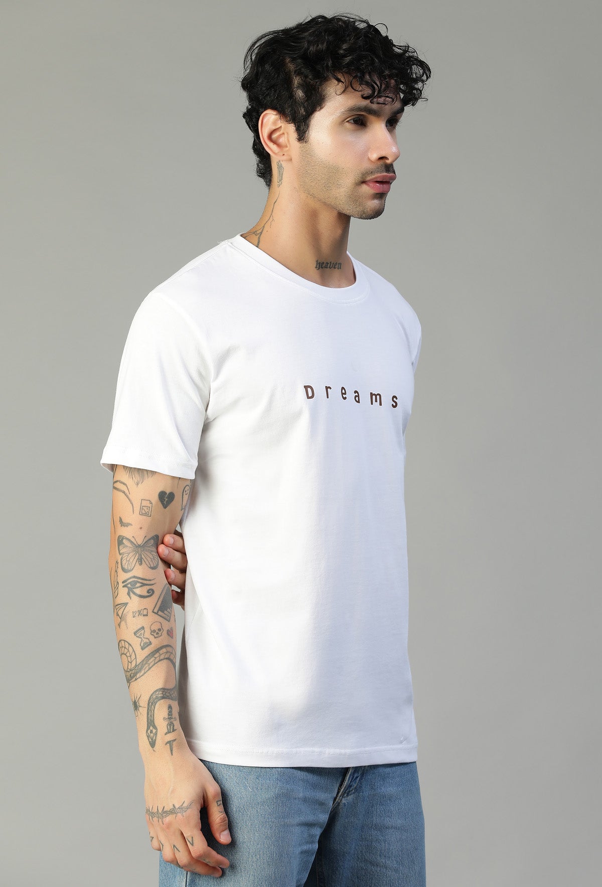 Dreams Text Printed Regular Fit Printed T-Shirt White