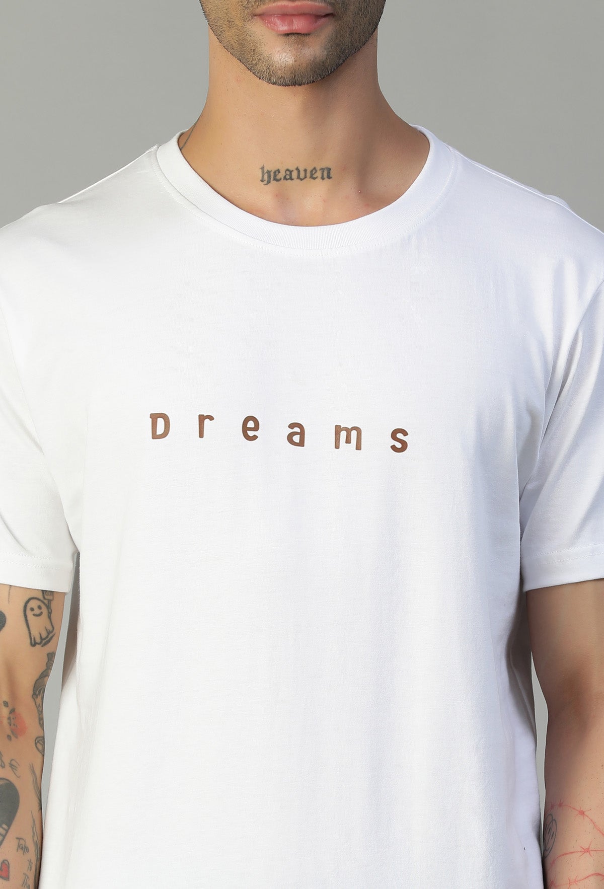 Dreams Text Printed Regular Fit Printed T-Shirt White