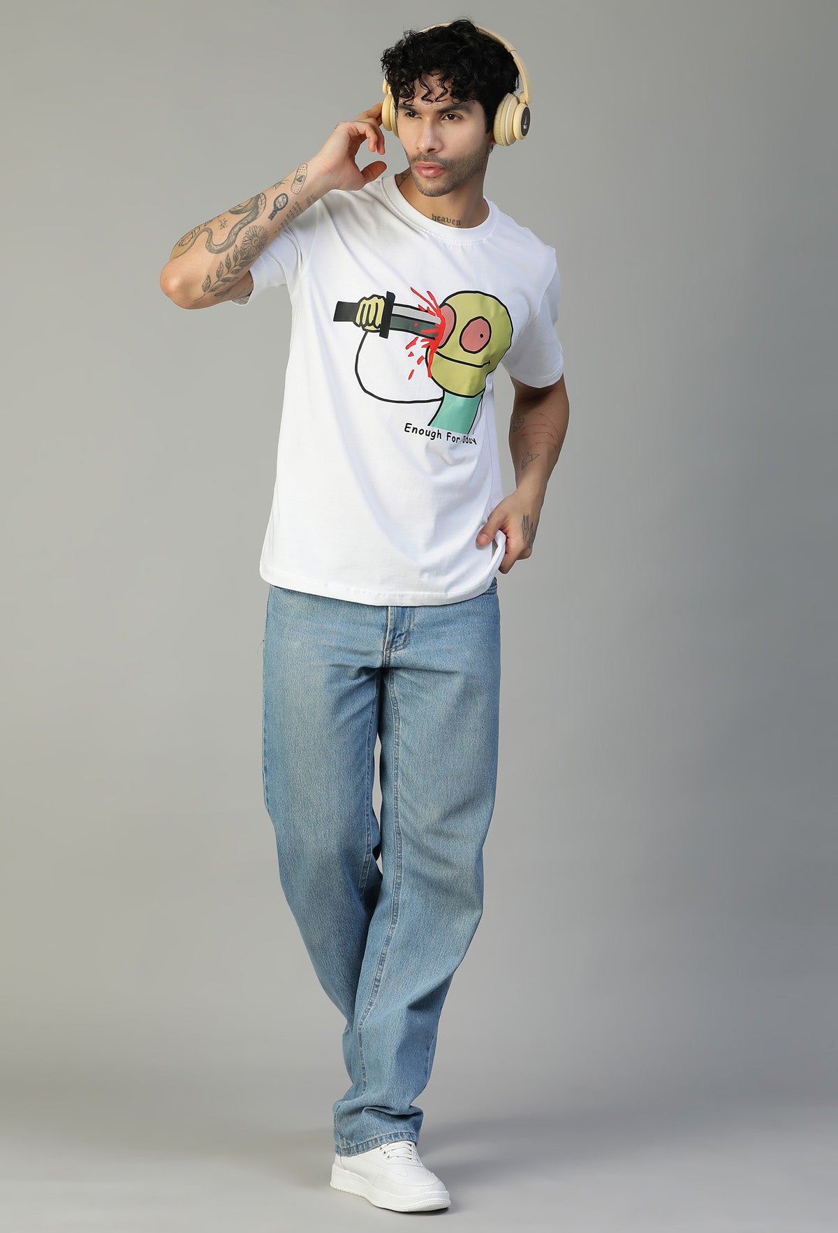 Funky Troll Face Design Regular Fit White T-Shirt