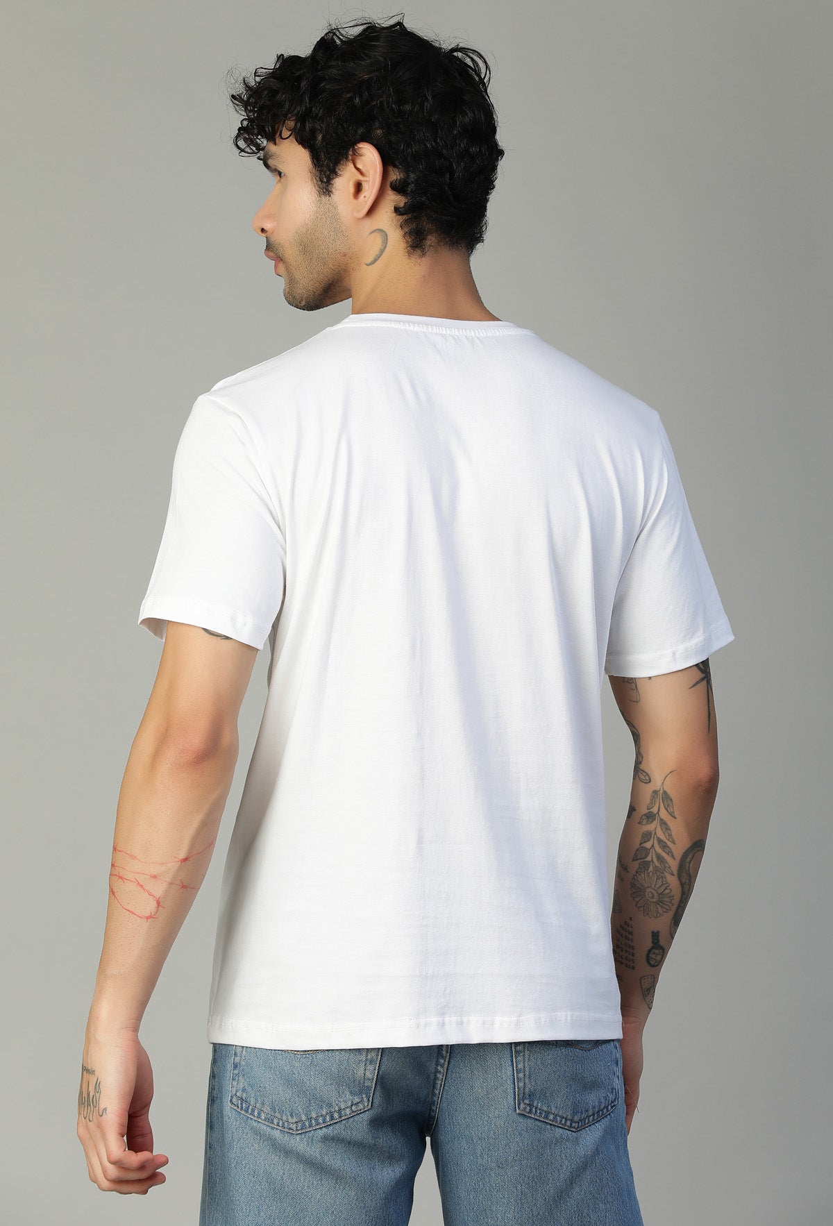 Regular Fit Classic Old School Graphic Printed T-Shirt White