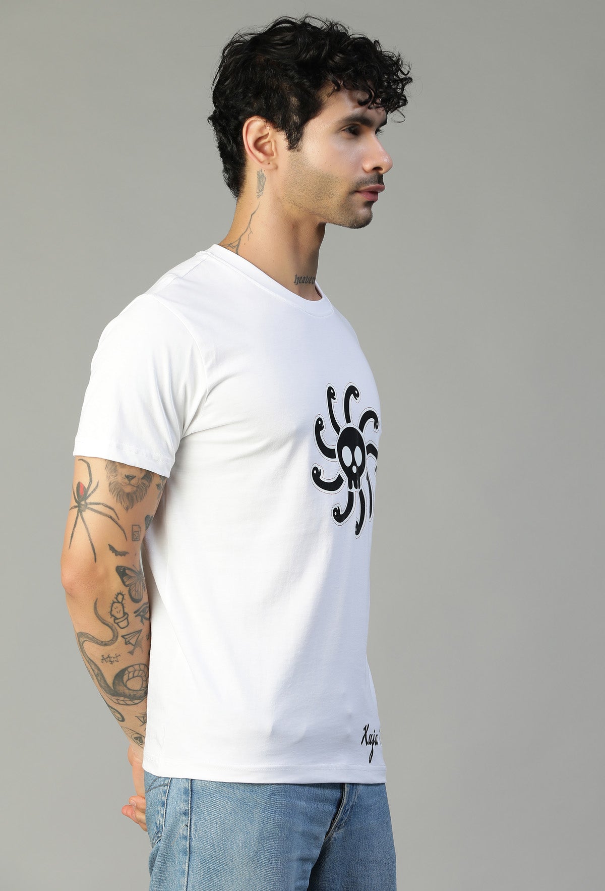 One Piece Anime Design Pirate Symbol Regular Fit White Printed T-Shirt
