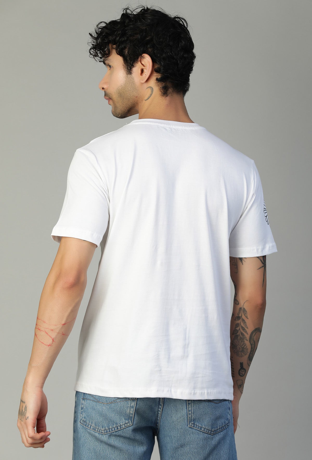 Regular Fit Spring Floral Design Printed T-Shirt White
