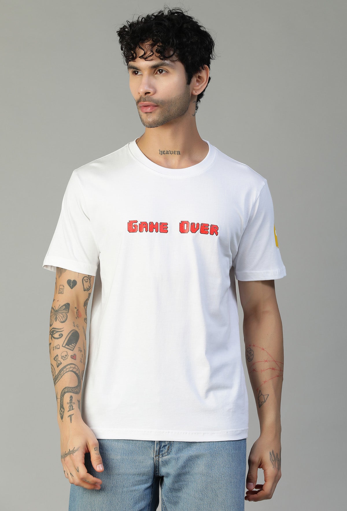 Pacman Gameover Regular Fit Printed T-Shirt White