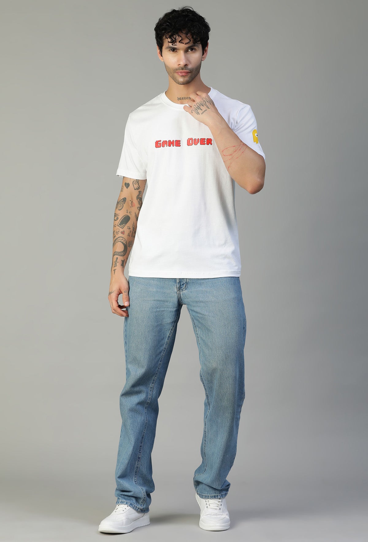 Pacman Gameover Regular Fit Printed T-Shirt White
