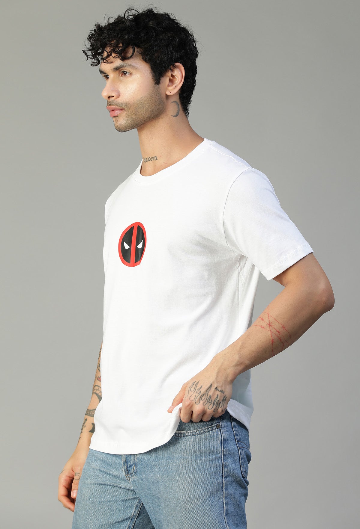 Regular Fit Deadpool Printed T-Shirt White
