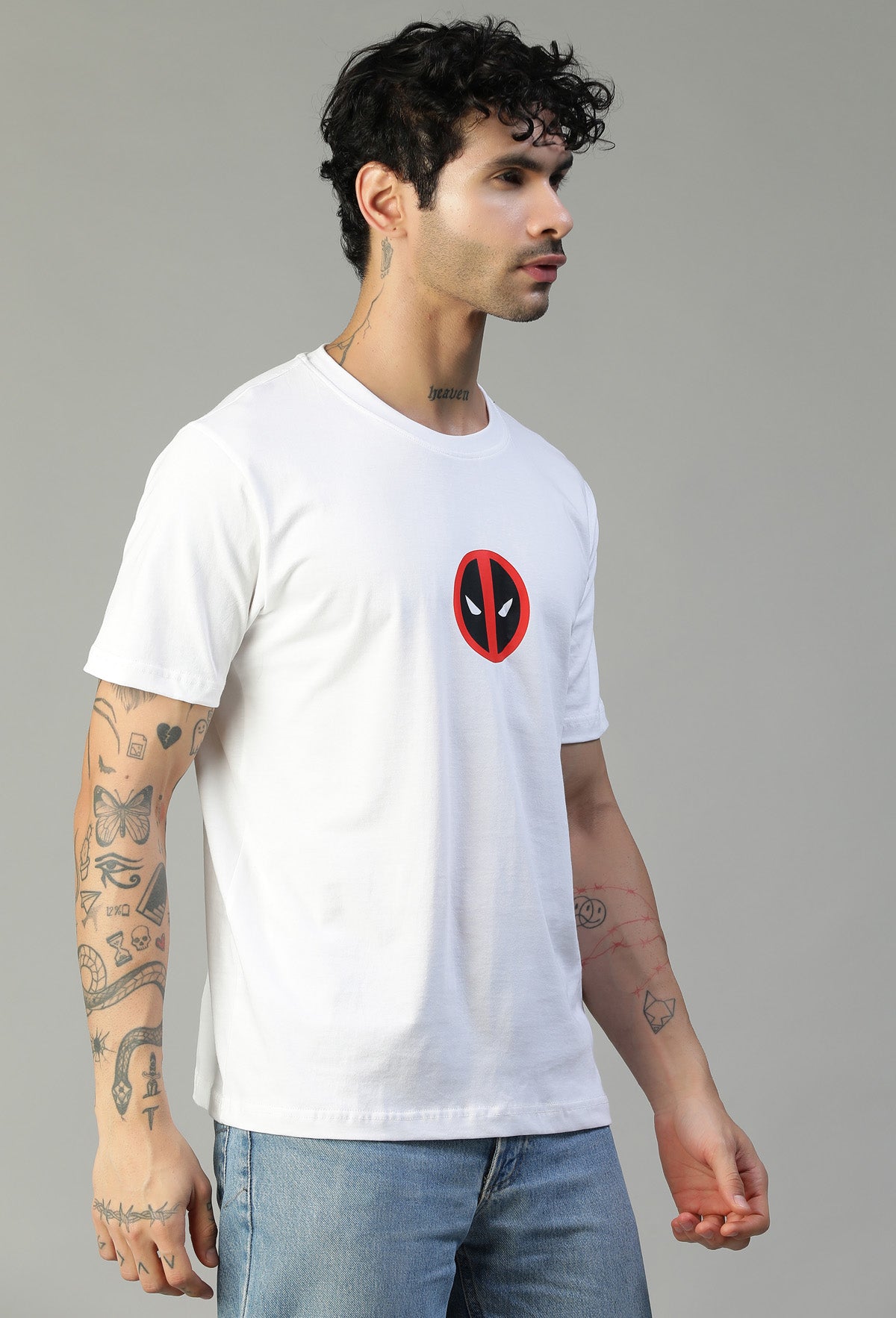 Regular Fit Deadpool Printed T-Shirt White
