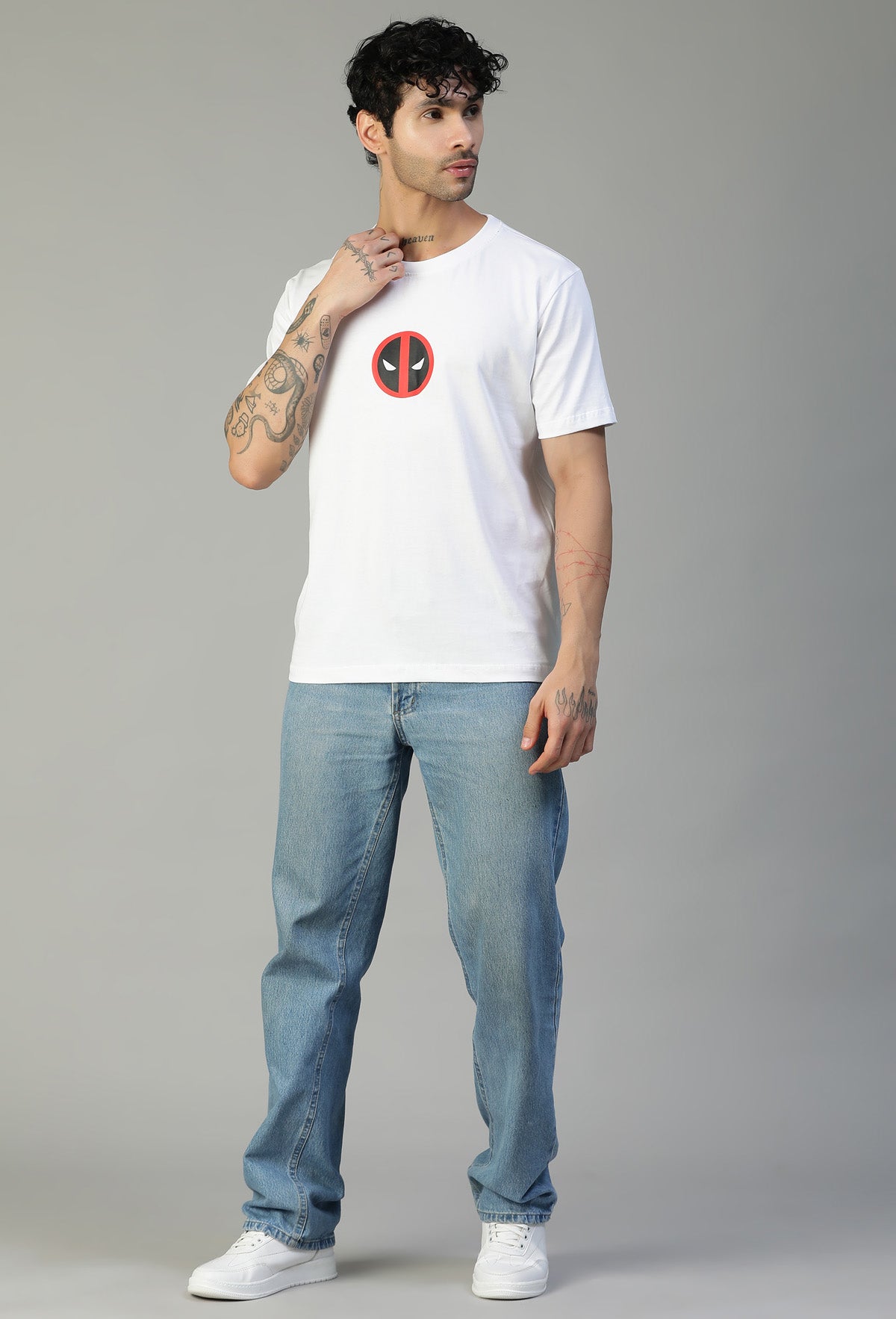 Regular Fit Deadpool Printed T-Shirt White