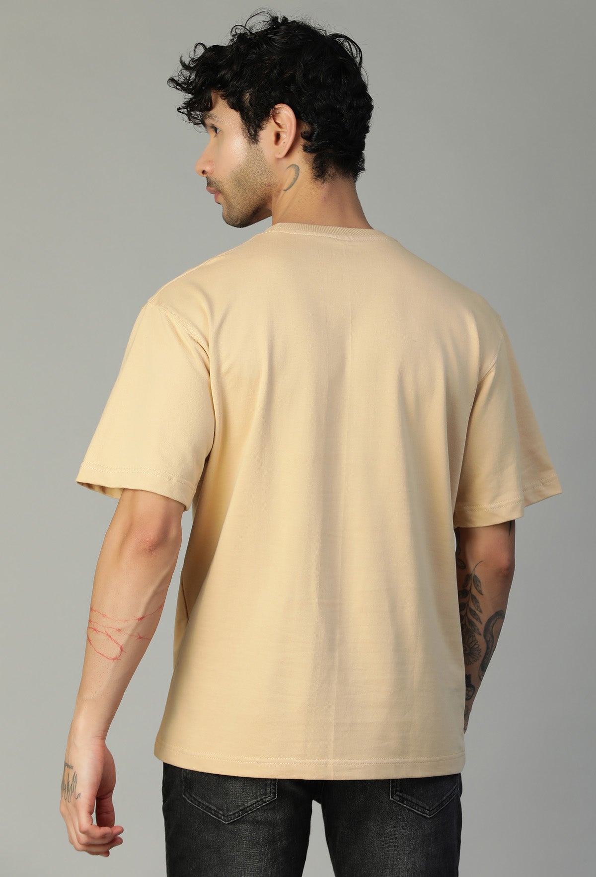 Loki Large Printed Premium Pure Cotton Oversized T-shirt Beige