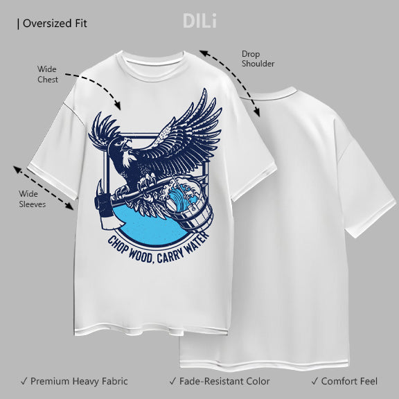 Premium Graphic Printed Pure Cotton Drop-Shoulder Sleeves Oversized white T-shirt
