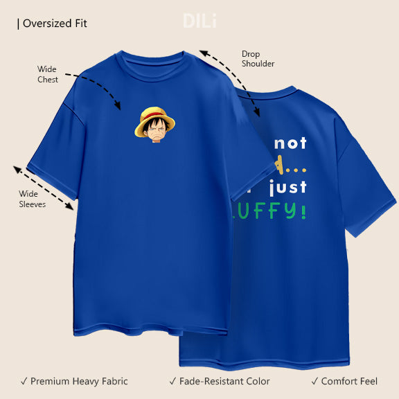 Premium Cotton Evergreen Text Printed Drop-Shoulder Sleeves Royal Blue Oversized T-shirt