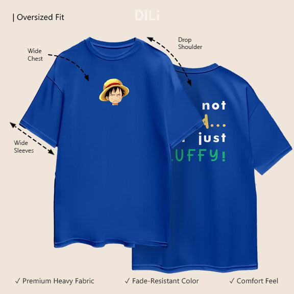 Premium Cotton Evergreen Text Printed Drop-Shoulder Sleeves Royal Blue Oversized T-shirt