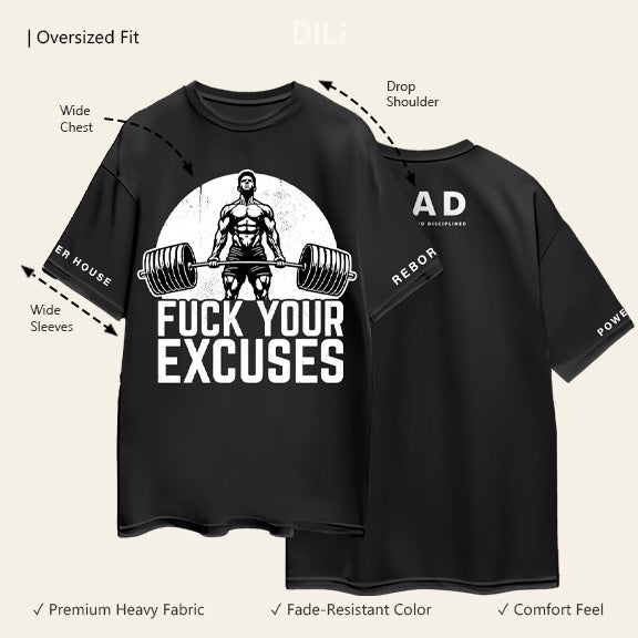 MAD Printed Premium Pure Cotton Oversized Black T-shirt