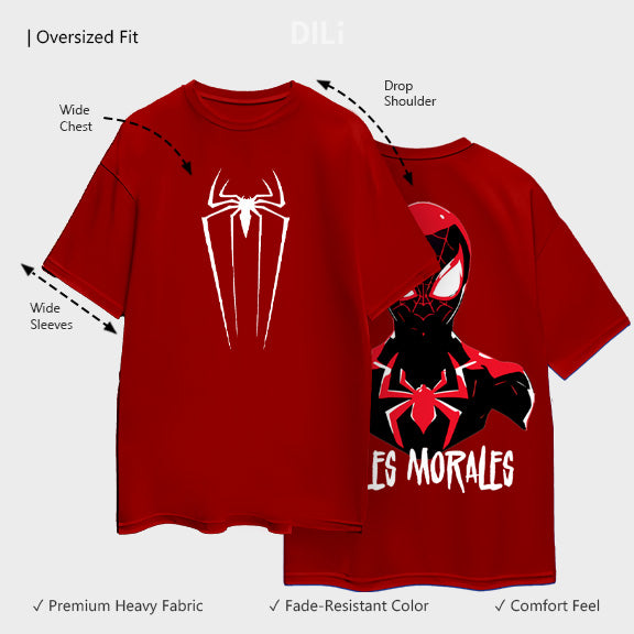Spider Printed Pure Cotton Oversized T-shirt Red