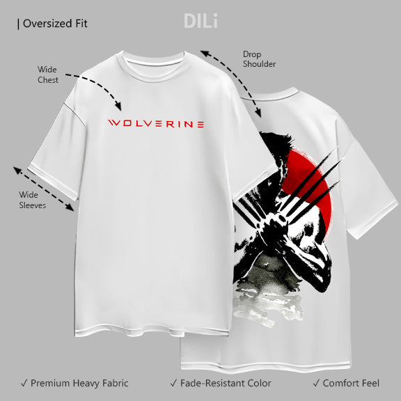 Wolverine Printed Pure Cotton Oversized T-shirt White