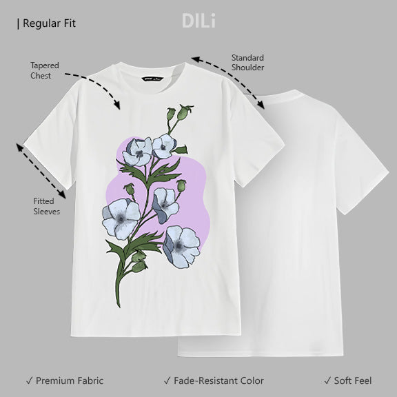 Regular Fit Floral Design Printed T-Shirt White