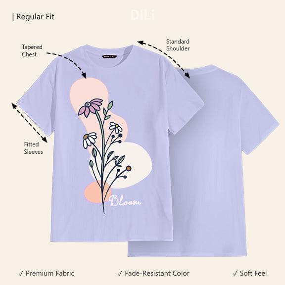 Regular Fit Unique Floral Lavender T-Shirt