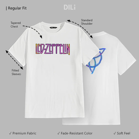 Regular Fit Led zeppelin Graphic Printed T-Shirt White