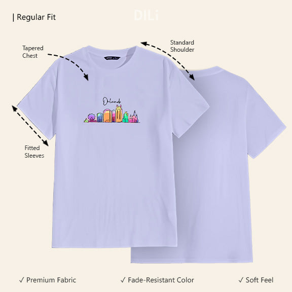 Text Graphic Orlando Regular Fit Printed T-Shirt Lavender