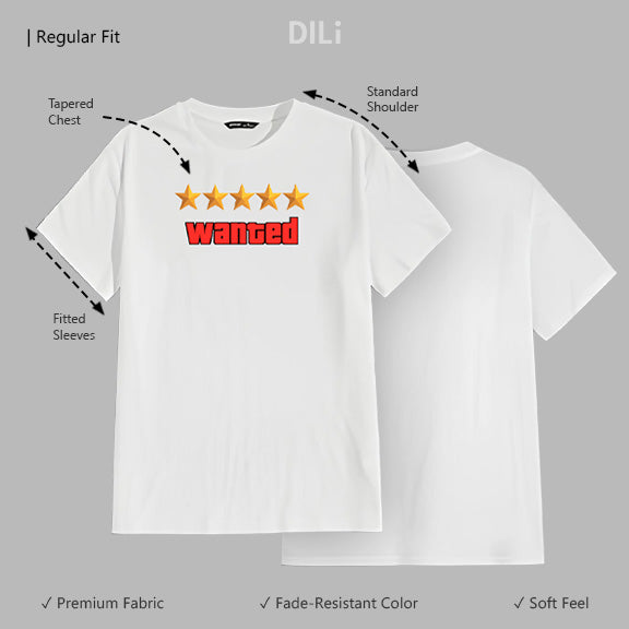 Wanted Design Printed Regular Fit Printed T-Shirt White