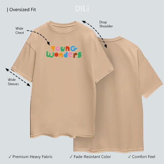 Premium Typography Pure Cotton Oversized T-shirt Beige