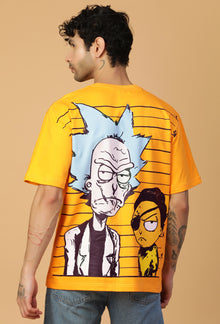 Premium Rick and Morty Pure Cotton Oversized T-shirt Mustard