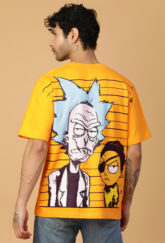 Premium Rick and Morty Pure Cotton Oversized T-shirt Mustard