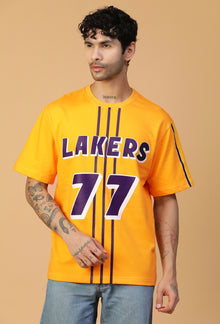 Lakers 77 Fan Tee Mustered Pure Cotton Oversized T-shirt