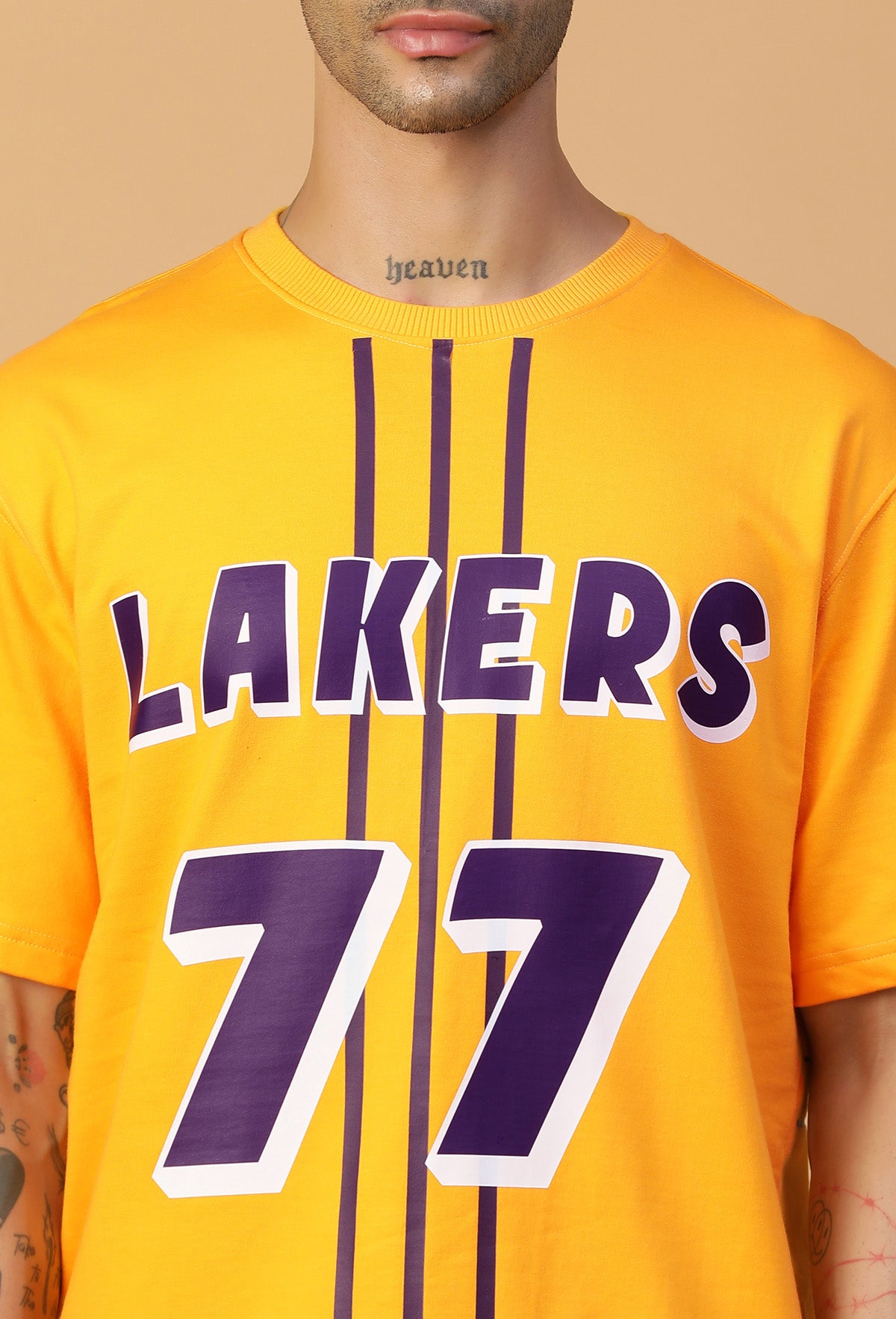 Lakers 77 Fan Tee Mustered Pure Cotton Oversized T-shirt.