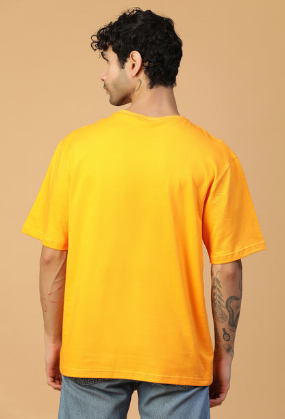 Graphic Printed Pure Cotton Oversized T-shirt mustered