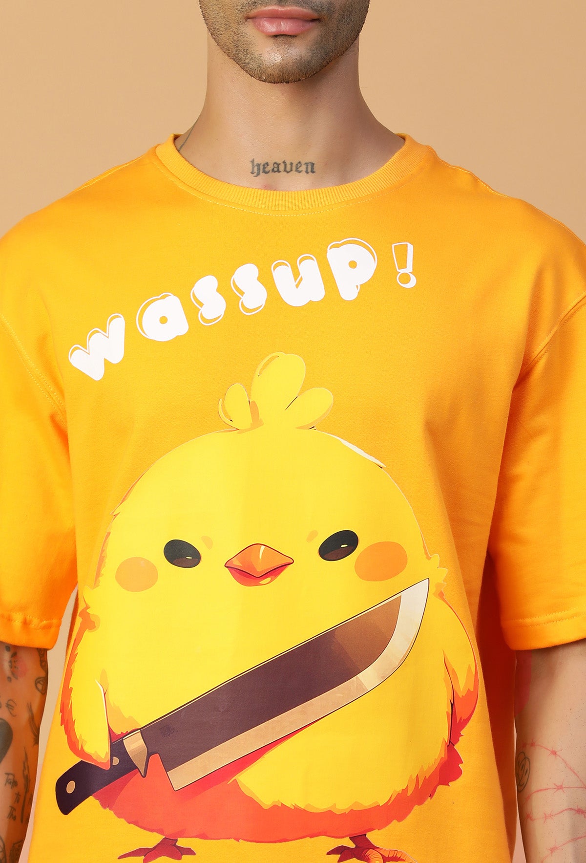 Graphic Printed Pure Cotton Oversized T-shirt mustered.