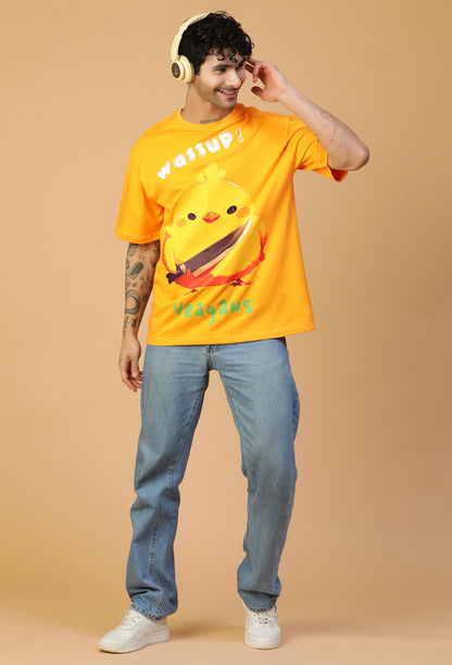 Graphic Printed Pure Cotton Oversized T-shirt mustered