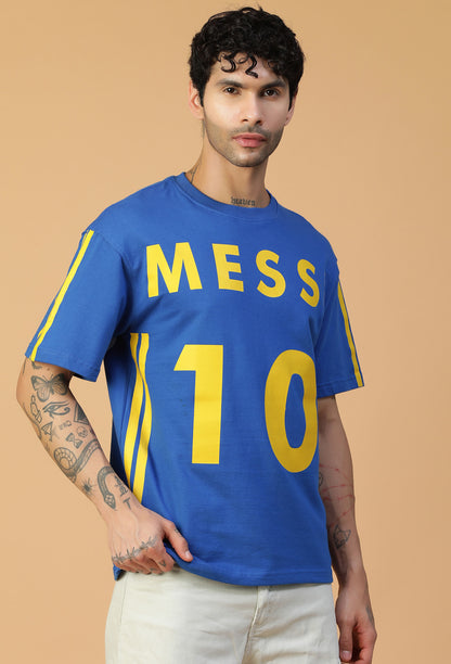 Premium Cotton Messi 10 Drop-Shoulder Sleeves Royal Blue Oversized T-shirt