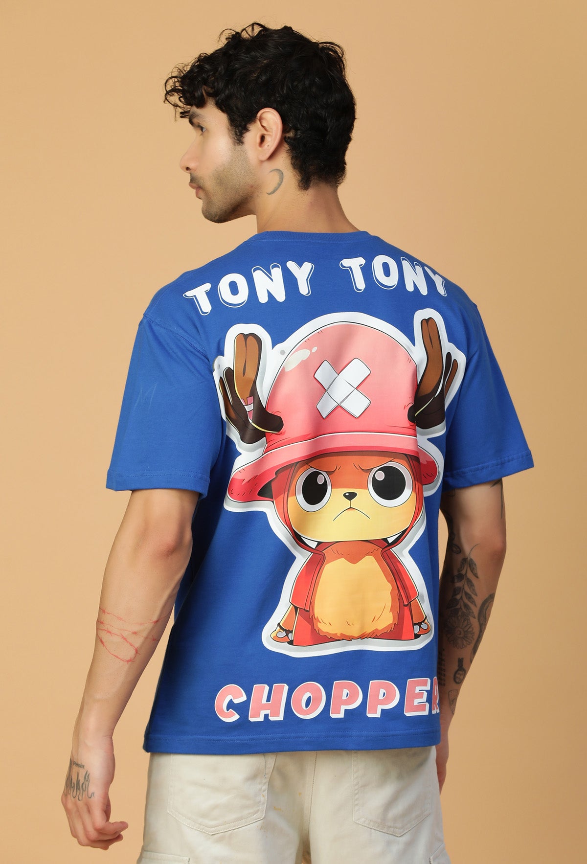 Tony Tony Chopper Premium Pure Cotton Oversized T-shirt Royal Blue.