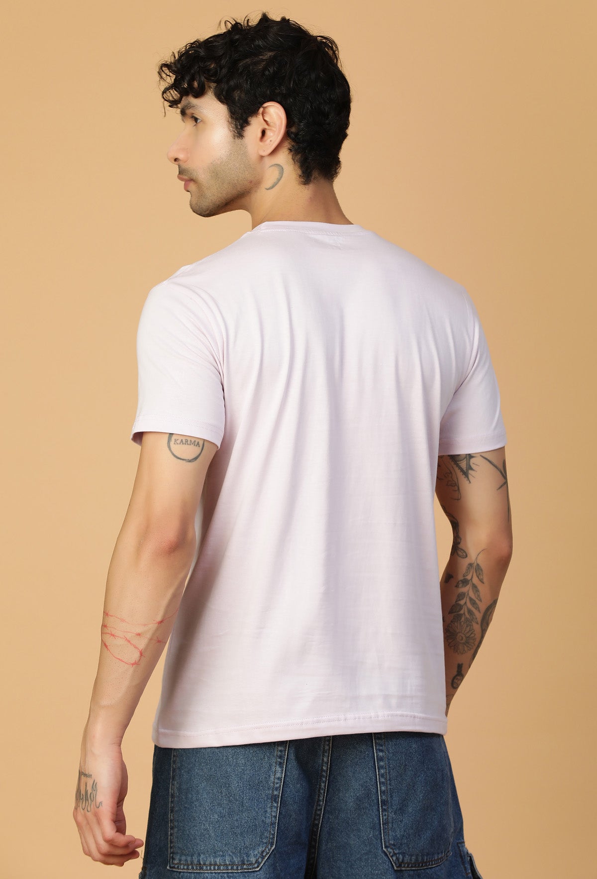 Regular Fit One piece Anime Design Lavender T-Shirt.