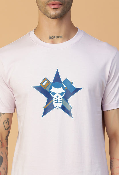 Regular Fit One piece Anime Design Lavender T-Shirt