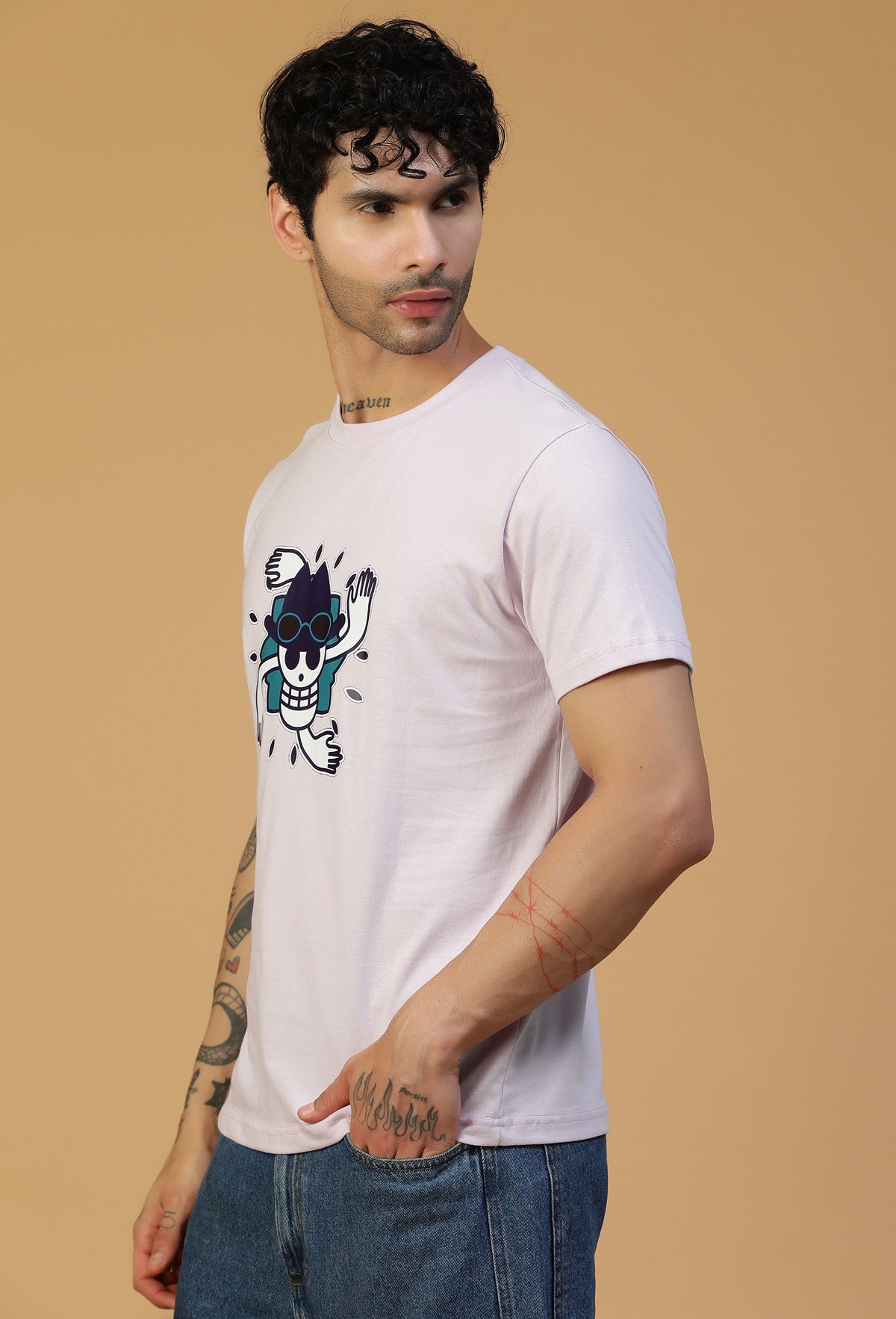 Regular Fit One piece Anime Symbol Lavender T-Shirt.