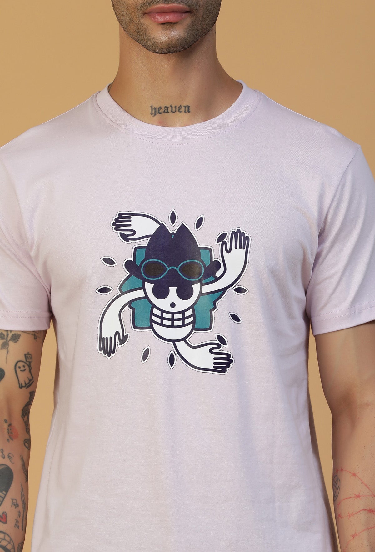 Regular Fit One piece Anime Symbol Lavender T-Shirt.