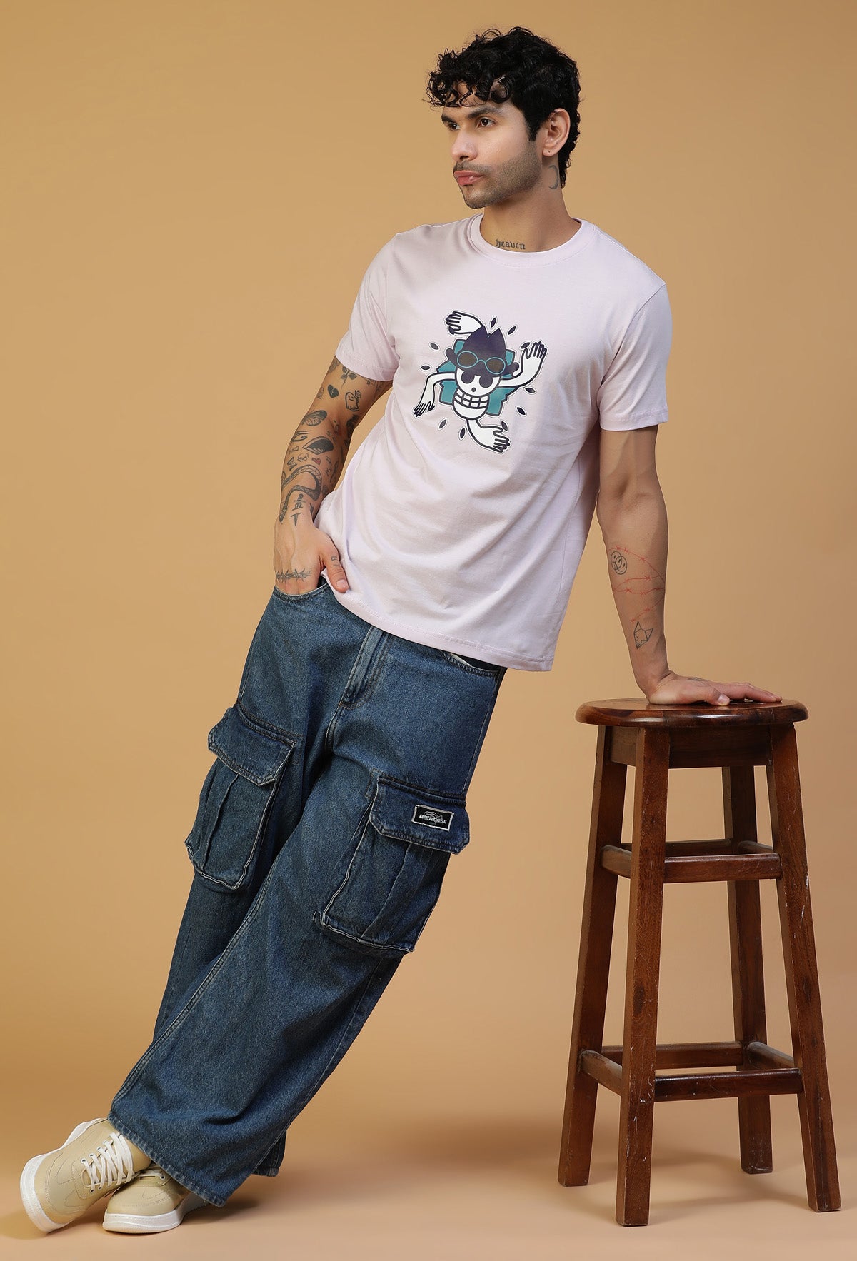 Regular Fit One piece Anime Symbol Lavender T-Shirt.