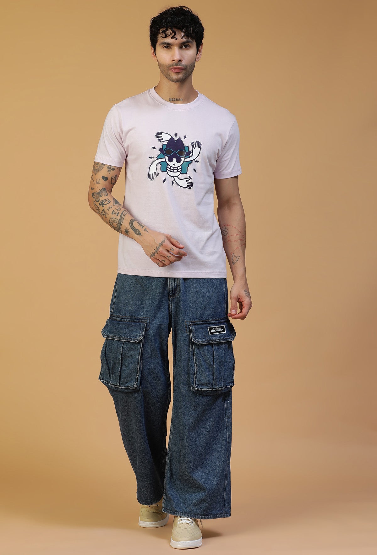 Regular Fit One piece Anime Symbol Lavender T-Shirt.